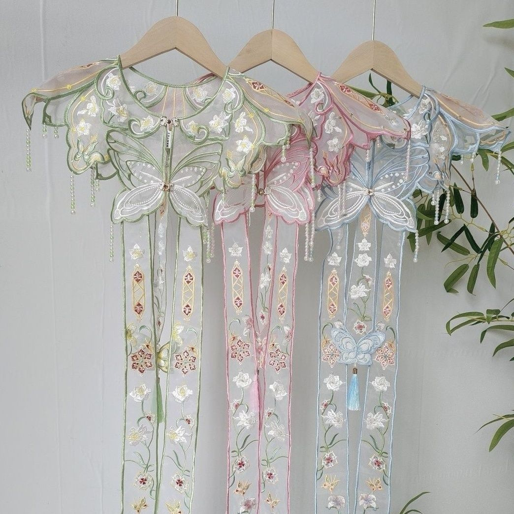 Graduation bachelor's sash, Chinese Ming-style shawl, embroidered Hanfu cloud shoulder, traditional Chinese style adult accessory, original design