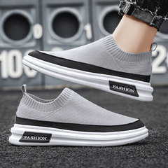 New Autumn Men's Shoes Fly Weave Mesh Breathable One-Step Sock Mouth Men's Fashion Men's Casual Sports Shoes 