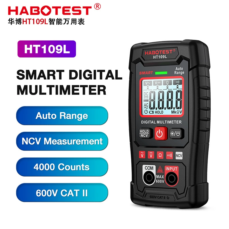Мультиметр HABOTEST HT109L: Умный, автоматический, с защитой от перегрева, для электриков, миниатюрный цифровой измеритель напряжения