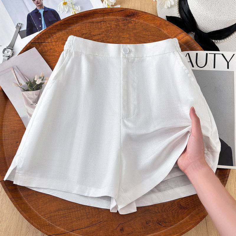 Beautiful White Tencel Linen Shorts for Women 2026 Summer New Style Thin High-Waisted Slimming Casual Petite A-Line Shorts Beautiful White Tencel Linen Shorts for Women 2026 Summer New Style Thin High-Waisted Slimming Casual Petite A-Line Shorts
