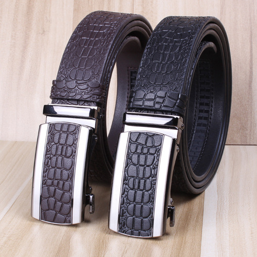 Belts for men wholesale genuine leather business toothless automatic belt men's crocodile pattern pure cowhide high-end trouser belt