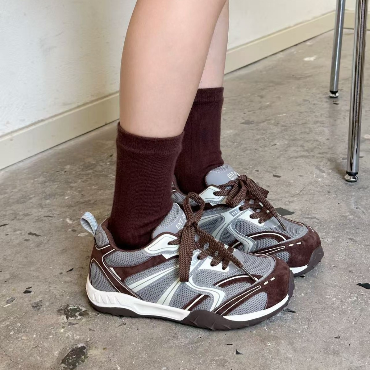 Outdoor Casual Shoes for Women 2025 Autumn New Style Moral Training Shoes Soft Sole Versatile Comfortable Lace-Up Dad Shoes Lightweight Jogging Shoes