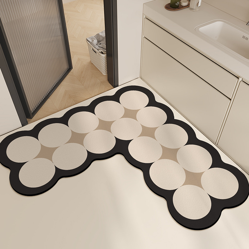 Bathroom L-shaped corner bathroom floor mat non-slip strong water absorption toilet door toilet diatom mud quick-drying foot mat
