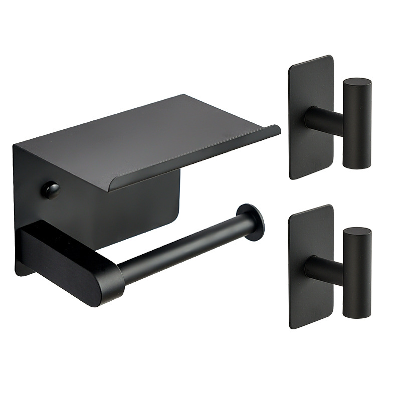 Caja de toallas perforadas de acero inoxidable sin perforación estante de papel de rollo de baño ingeniería de pared caja de papel de rollo de estante de almacenamiento de teléfonos móviles