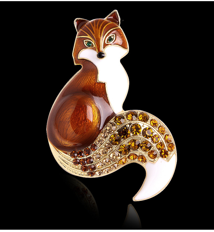 Fox Pattern Elegant Cute Pin Fox Alloy Plating Inlay Rhinestones Women's Brooches