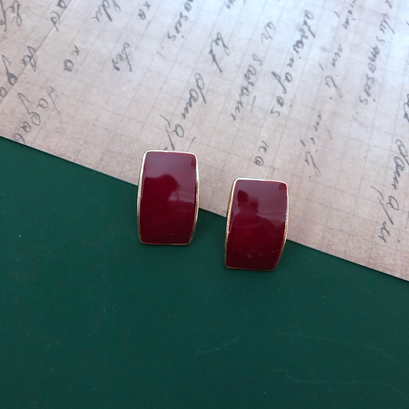 Aretes Retro De Esmalte Rojo display picture 13