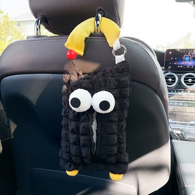Hanging Cartoon Monster Car Car tissue box/set - black-puff-yellow-feet-funny-tissue
