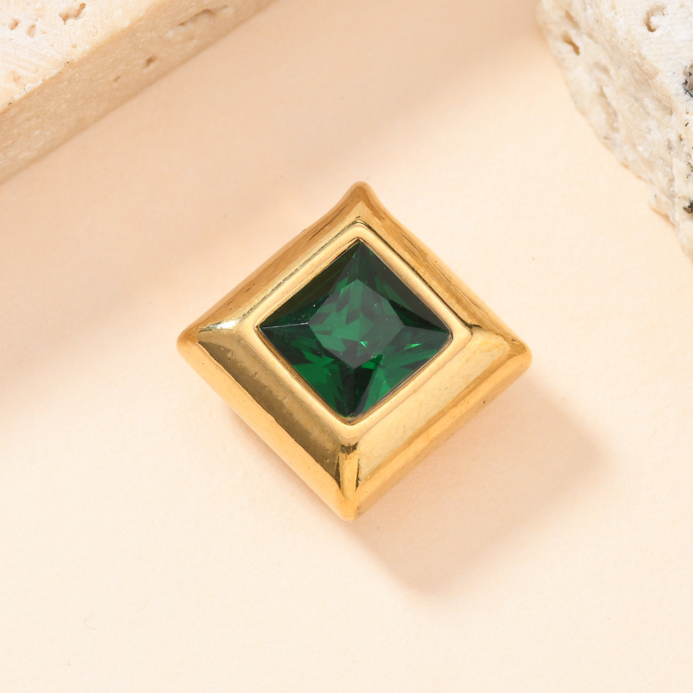 Un solo colgante de estilo europeo y americano joyas de acero inoxidable colgante cuadrado de zircón temperamento universal collar pulsera accesorios DIY