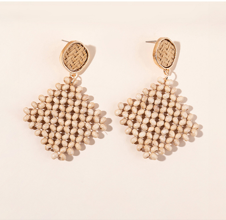 Bohemian Geometric Wooden Bead Beaded Drop Earrings display picture 3
