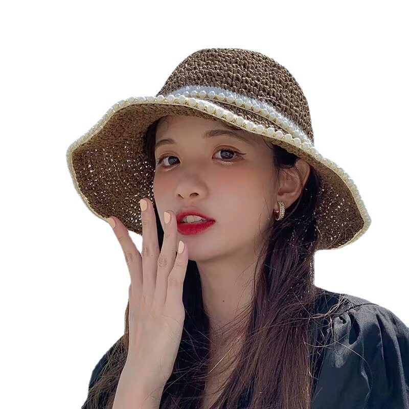Woven summer thin beach hat solar-powered, sun protection, beach style