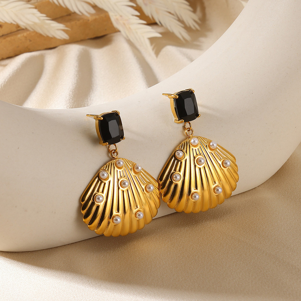 5g Weight 0.03µm-0.05µm Gold Plating Thickness PVD Coated Gold Plating Process 304 Stainless Steel Ear Needle Material Real Gold Plated Plating Material Zircon Inlay Material Dangling Earrings Classification 1 Pair Quantity Holiday, Daily Occasion 304 Stainless Steel Material Flower, Shell Pattern Women's Gender Vacation, Simple Style Style Waterproof Non Tarnish, Inlay Craft PVD Coated Real Gold Plated Flower Shell 304 Stainless Steel Vacation Simple Style Waterproof Non Tarnish Dangling Earrings 2
