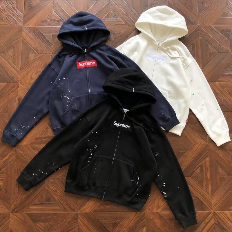 In stock SUPREME 26SS MM6 Margiela Collaboration BOX LOGO ZIP UP Zipper Sweatshirt
