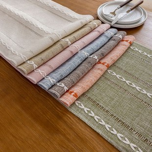 Yiman Qiyun Table Flag Modern Simple Style Solid Color Tea Tablecloth Hollow Tassel Long Tablecloth Coffee Table Dust-proof Decoration