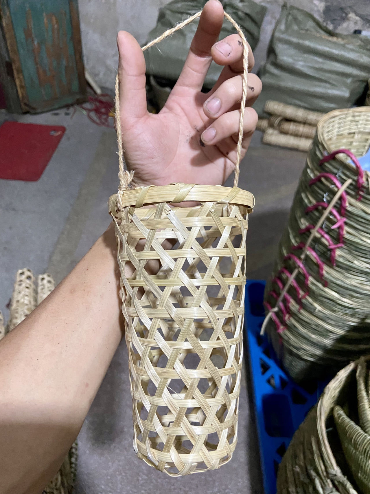 대마 로프 귀 너비 9 높이 17 바닥 6.3cm (700 ml)