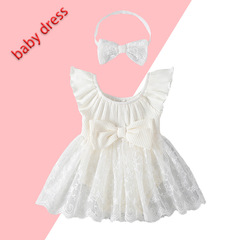 Baby's first birthday dress 2024 cross-border new full moon dress for girls, baby net lace sleeve summer princess dress