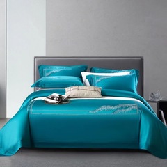 High-end light luxury embroidery 140-count long-staple cotton bed set pure cotton 100% cotton sheet and duvet cover high-quality bedding