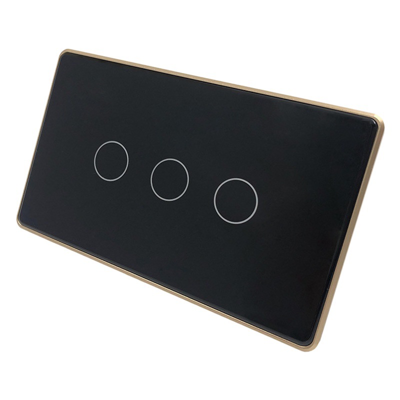 Interruptor Táctil Inteligente WiFi Tuya Tipo 120 Estándar Estadounidense, Marco de Aleación de Aluminio, Control Remoto por Aplicación, Control por Voz con Alexa