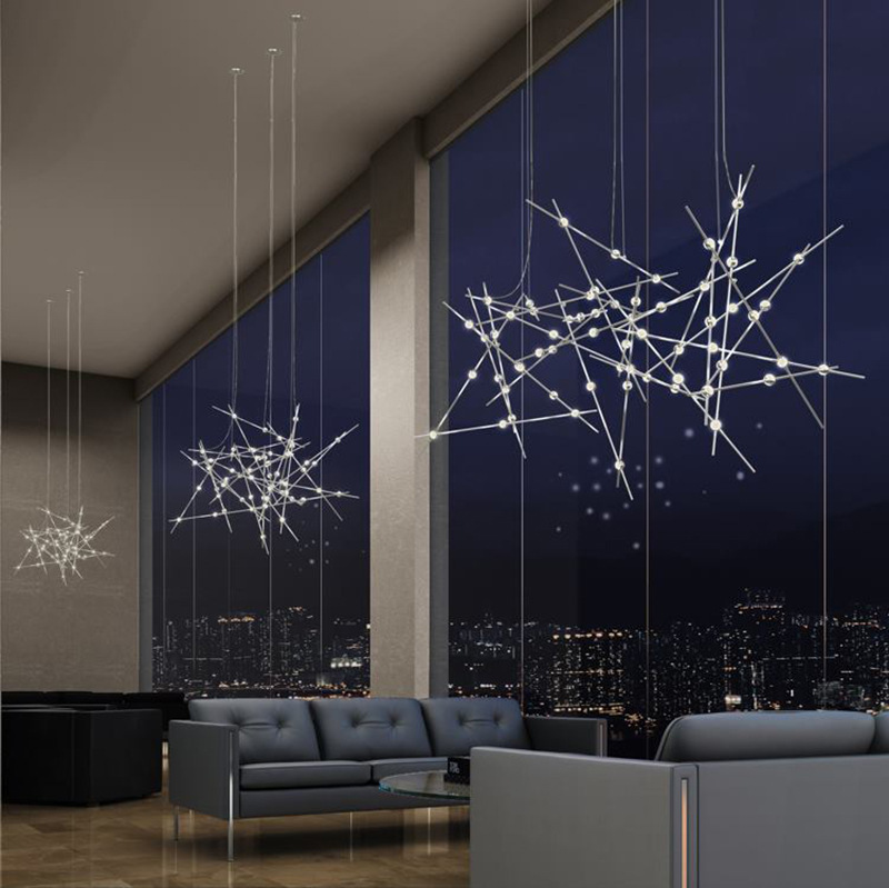Arte creativo diseñador de vestuario luz de cielo estrellado barra de araña posmoderna diseño de barra de café ropa de iluminación moderna