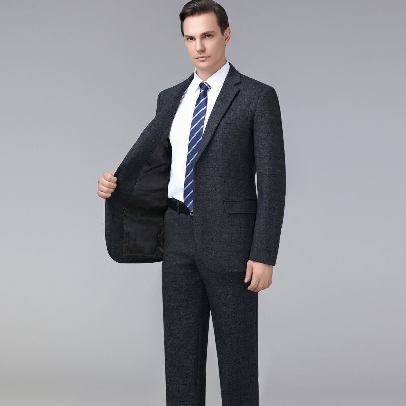 High-End Wool Suit Suit for Middle-Aged Dad, Business Casual, No-Iron Professional Formal Wear, Wedding Thick Dress