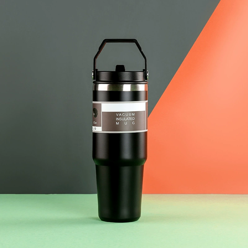 Handheld coffee glass stainless steel, 30 oz, stainless steel AISI 304