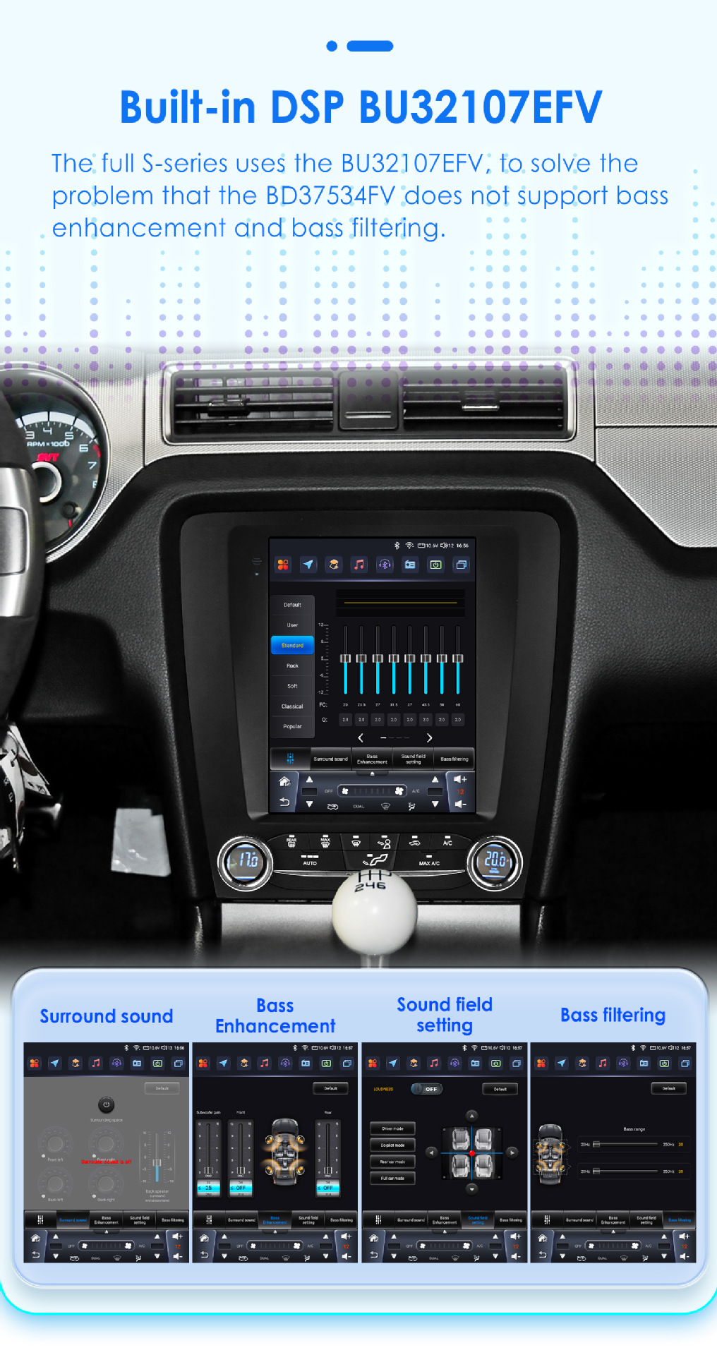 Suitable for 10-14 Ford Mustang Modified Models, Mustang-Specific 9.7inch Vertical Screen Android Large-Screen Navigation Gps