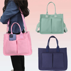 Women's Canvas Bag Casual Retro Handbag Large Capacity Multi-layer Crossbody Bag Tote Bag Solid Color Student School Bag