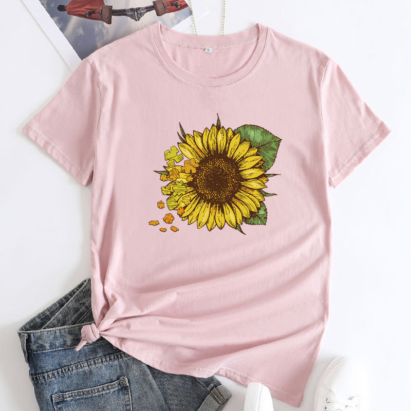 Verano Y2K tops de mujer casual retro de manga corta niña suelta cuello redondo camiseta negra Pedido mínimo de una pieza