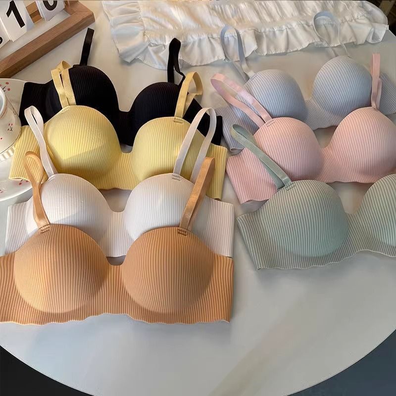 Reggiseno intero push-up da donna color caramella, senza cuciture, senza ferretto, sottile, estivo, intimo di supporto._voghion.com