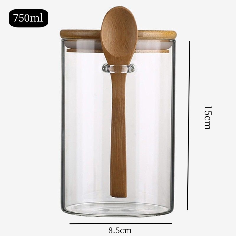 Tanque de sellado de vidrio transparente de alto borosilicato con tapa de granos granos granos de café lata de almacenamiento de vidrio lata de té impresa logotipo