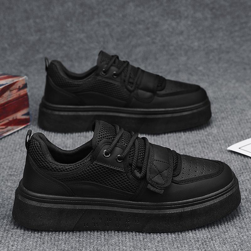 Zapatos de deporte de moda para hombre con hebilla de corte bajo, suela gruesa, zapatos casuales de aumento, malla para hombre, zapatos blancos deportivos para estudiantes transpirables