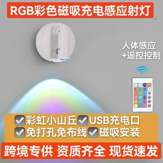 跨境白名单款磁吸充电免布线射灯人体感应壁灯氛围灯照画灯床头灯