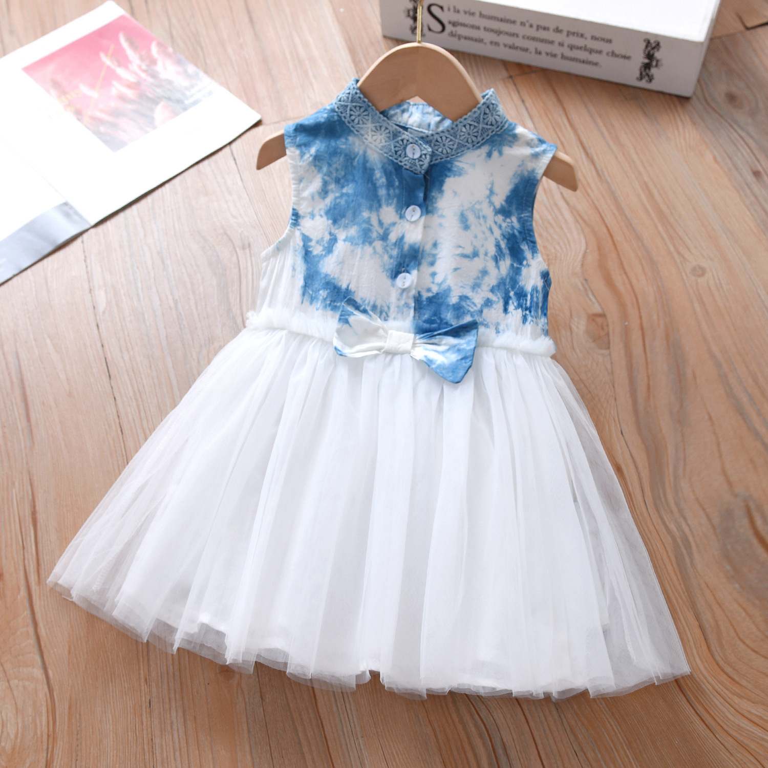 Special Offer Yunnan Dali Girls Handmade Tie-Dye Dress Summer Children's Bow Mesh Travel Princess Skirt