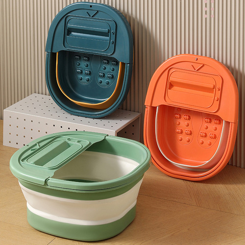 Folding foot bucket household wholesale portable over-calf covered plastic installation-free foot massage foot bath