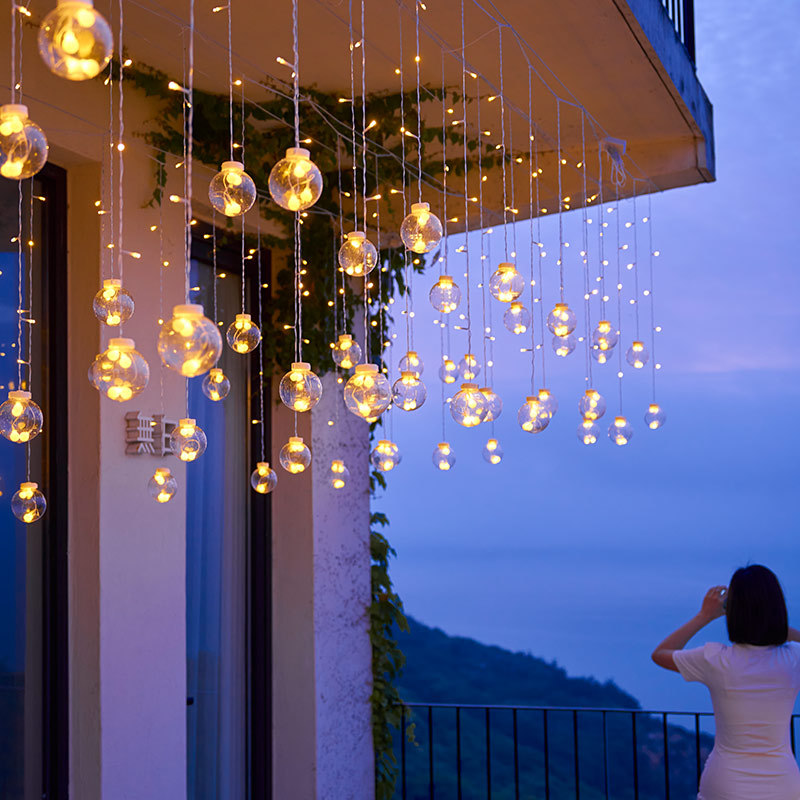 Outdoor wish ball curtain light solar light string wishing ball courtyard balcony lantern waterproof decorative light bulb