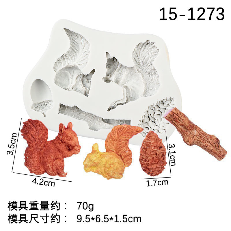 Pino ardilla fondant molde de silicona hornear fondant chocolate ritmo seco pastel Decoración Accesorios en stock al por mayor