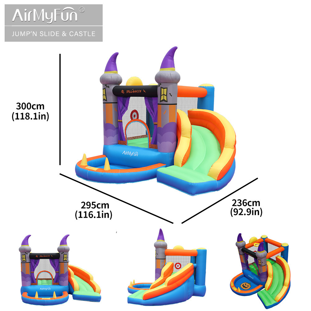 AMF | Castillo inflable para el hogar de Halloween castillo inflable para niños Castillo de fiesta tobogán inflable para niños