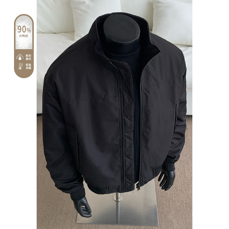 国标90白鸭绒美式飞行员羽绒服男cleanfit高级感痞帅短款加厚外套|undefined