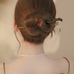 New Chinese Style Bamboo Joint Tassel Hairpin, Refined Luxury Chignon Hairpin, Ancient Style Cheongsam Hanfu Hairpin, Modern Wooden Hairpin