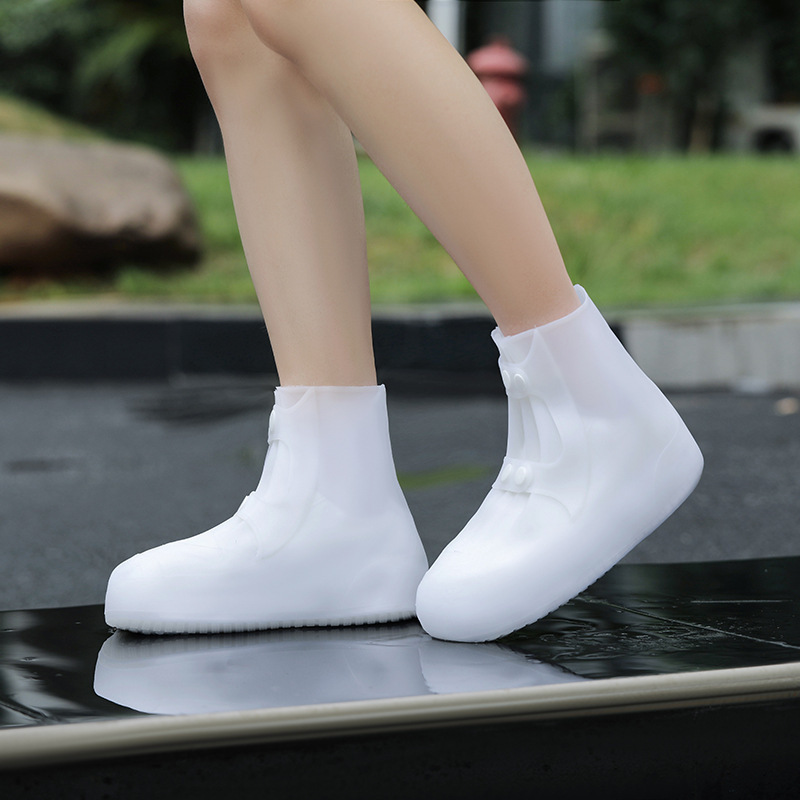 防水靴カバー、屋外用男性用および女性用レインシューズカバー、ミッドチューブシリコン雨の日フットカバー、滑り止め、厚みがあり耐摩耗性、ポータブルレインブーツカバー|undefined