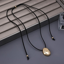 韩国同款爱心吊坠项链长款黑绳小众简约百搭毛衣链个性潮流项链