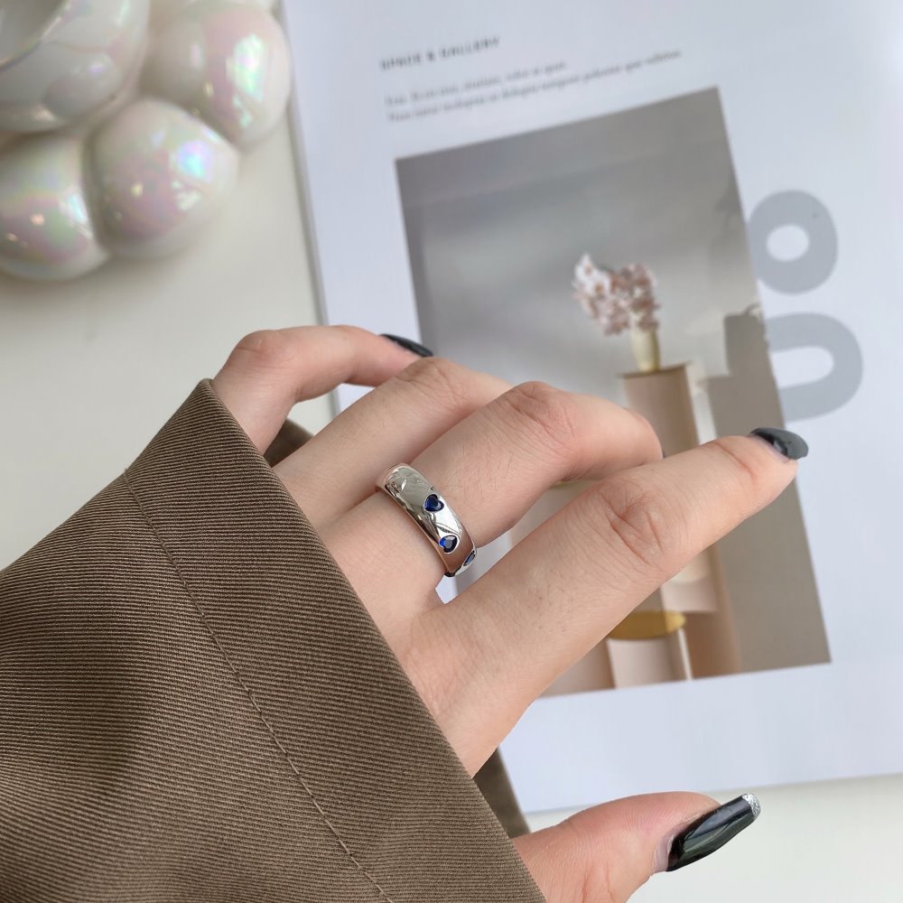 Fashion Heart Shape Sterling Silver Plating Zircon Open Ring