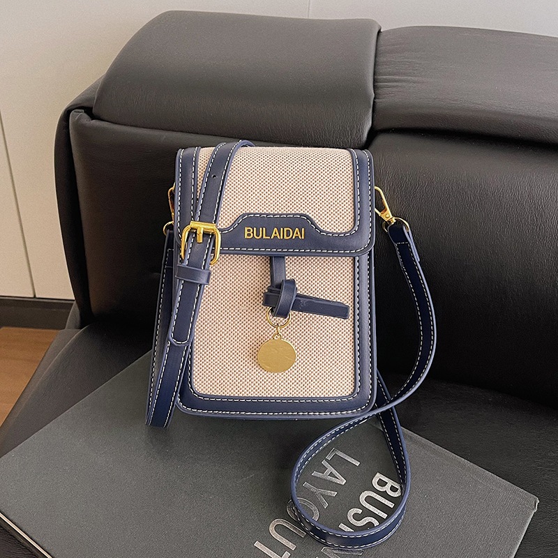 Damen Umhängetasche Für Handys, Leinen Stoff Mit Farbblock Design_voghion.com