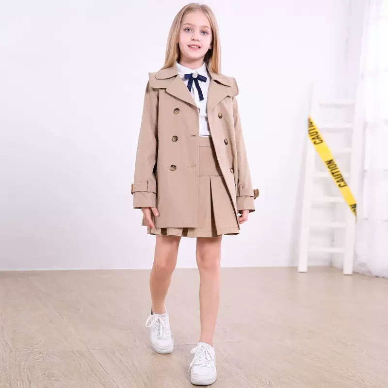 童装女童风衣荟八季新款韩版洋气中大童加棉加厚儿童中长款春秋外