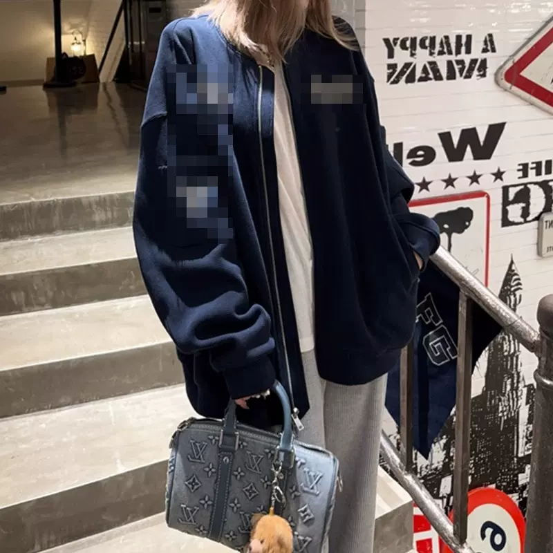 ski by 定华夫格美式刺绣宽松显瘦棒球外套女秋2025新款夹克上衣