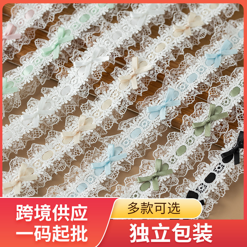 Cross-Border Supply of 4cm Wide Colorfulful Double-Layer Ribbon Bow Lace Handmade DIY Jewelry Clothing Lori Cross-Border Supply of 4cm Wide Colorfulful Double-Layer Ribbon Bow Lace Handmade DIY Jewelry Clothing Lori