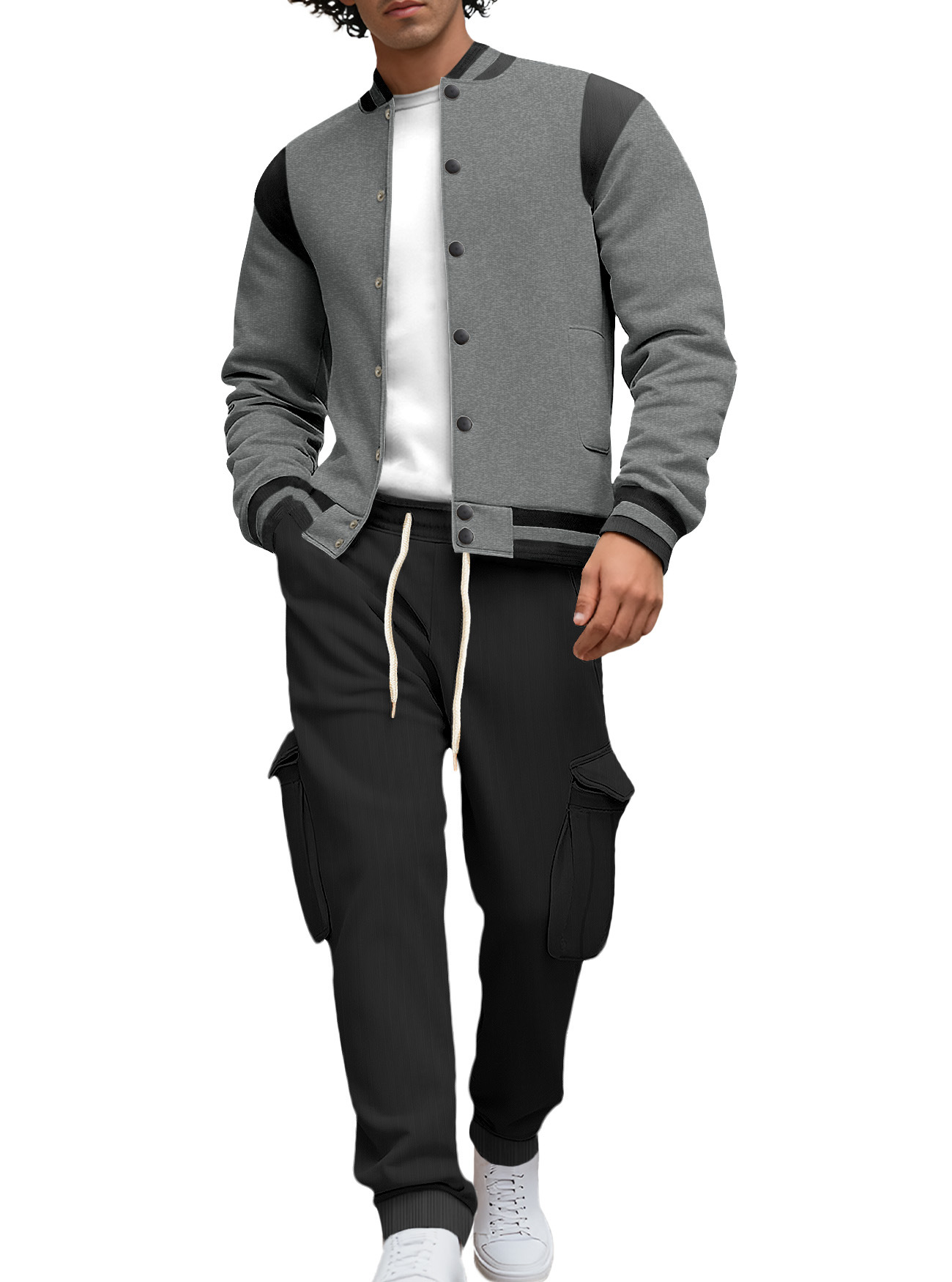 Nuevo transfronterizo Europa y América Amazon nuevo otoño y invierno ropa de hombre cardigan universal ropa de béisbol deportiva casual hombre conjunto