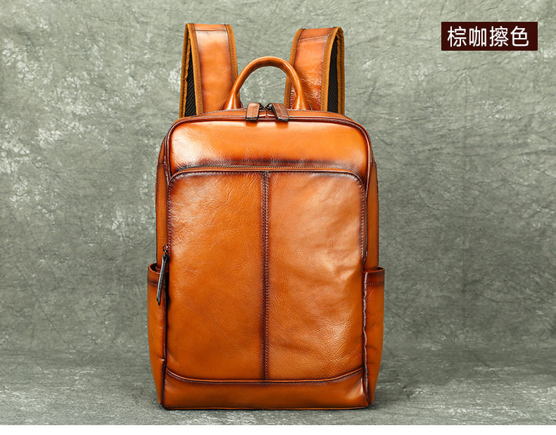 Ba lô nam da bò thật cao cấp phong cách công sở, ba lô đựng máy tính 10 inch — màu đen, Cà phê tự nhiên rơi, Đen tự nhiên, rơi tự do, Nâu cà phê chi tiết 14
