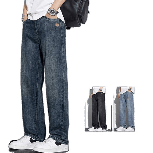 American Retro Denim Jeans for Men - 2025 Spring and Summer Versatile Streetwear High-Street Casual Loose Straight Leg Pants