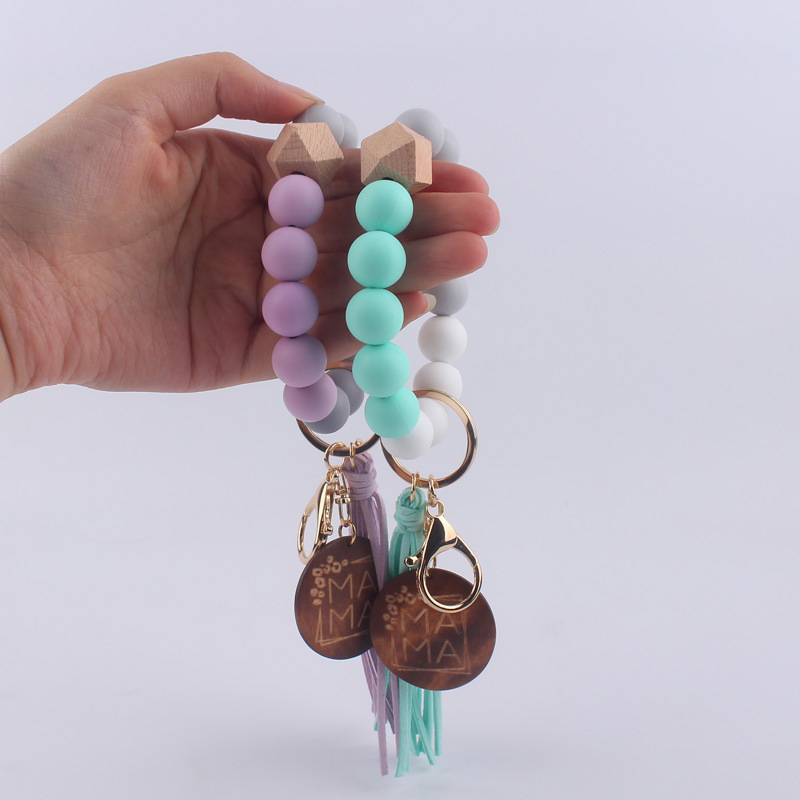 Keychain Classification Retro Letter Silica Gel Beaded Mother's Day Women's Keychain
