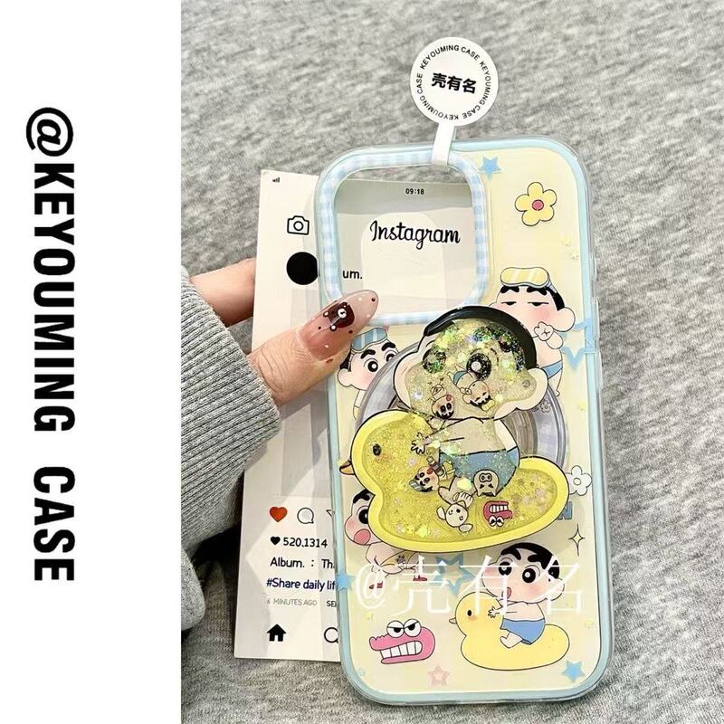 Swimming Ring Duck Xiaoxin Liquid Quicksand Magnetic Rocker Holder Suitable for Apple 16 Mobile Phone Case Iphone15/14/13